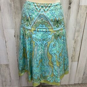 Talbots Vintage Paisley Drop Waist Pleated Skirt